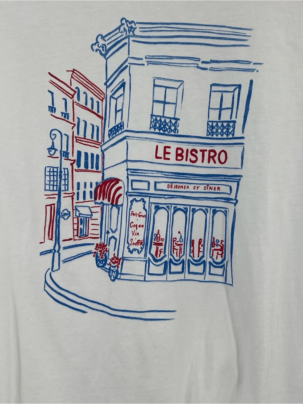 J Crew Factory NWT Bistro Graphic Tee in Le Bistro 100% Cotton size Small - Picture 4 of 9